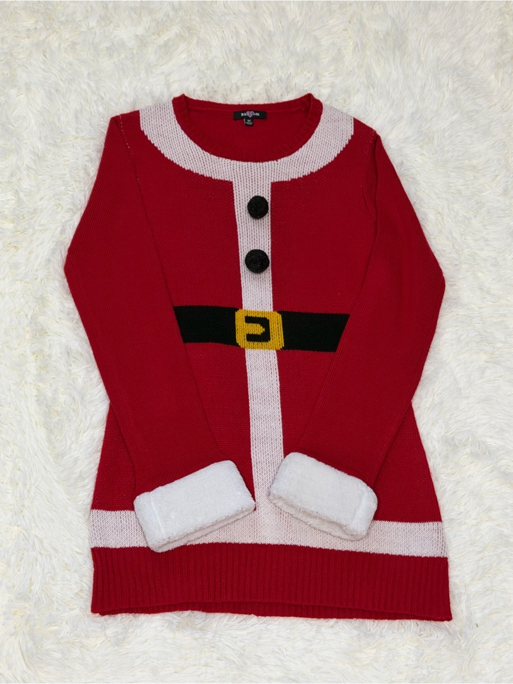 ☀️ Ransom Red Holiday Crewneck Sweater with Black Belt & Gold Buckle